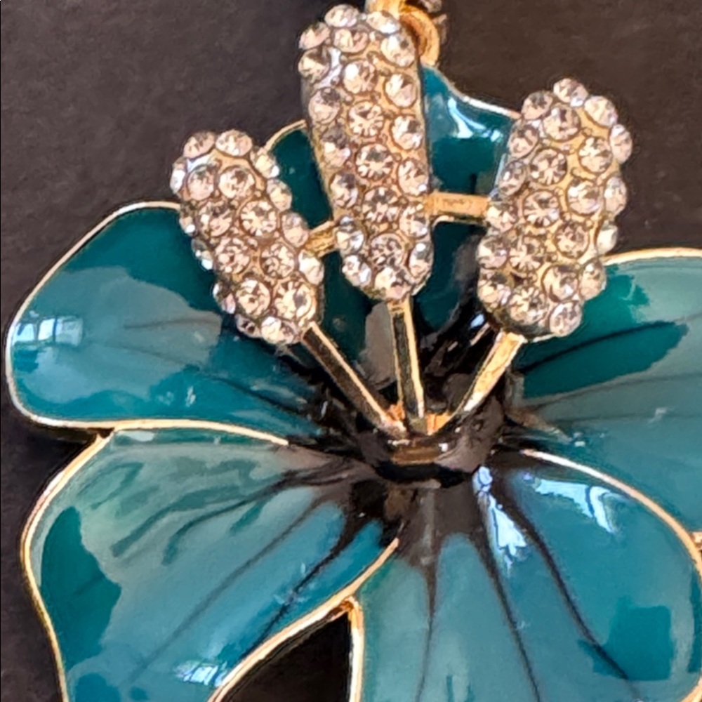 Betsy Johnson Tropical Hibiscus Dangle Earrings - Picture 3 of 11